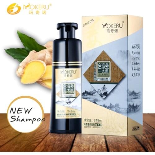 Mokeru 1pc Herbal Natural Fast Black Hair Dye Shampoo Root Solid Organic Ginger Hair Color Shampoo for Men and Women