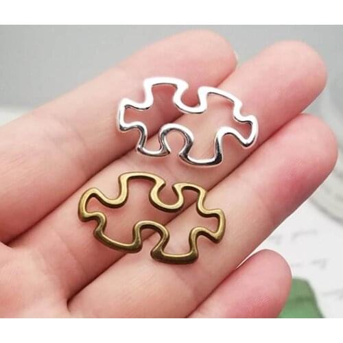 20pcs/lot--30x18mm, Antique silver plated/bronze plated Puzzle Piece Charms,DIY supplies, Jewelry accessories