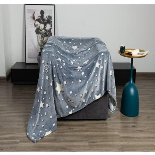 3Sizes Glow in The Dark Throw Blanket Double -Sided Flannel Fleece Sherpa QX2E