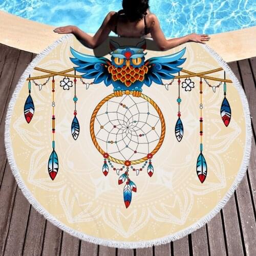 35 Summer Flower Printed Round Beach Towel Leaf Print With Tassel Round Tapestry Picnic Throw Microfiber Towel Bohemia Mats