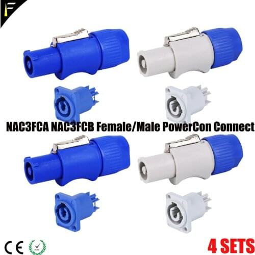 4 Sets NAC3FCA&NAC3FCB Female/Male 3 Pin PowerCon Power Connector 250V/20A in/out fit LED Display Panel Power Twist Cable