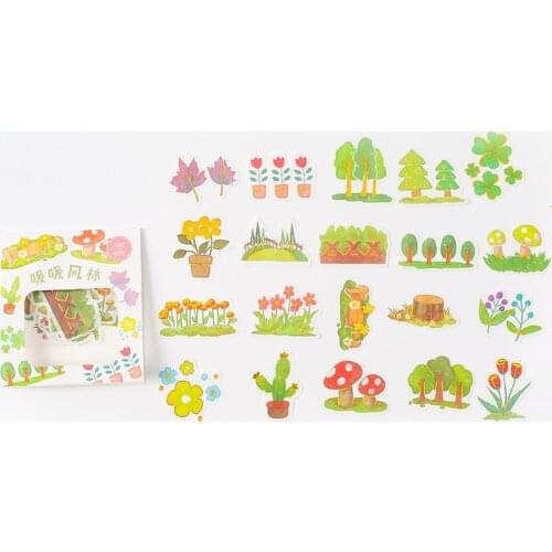 40 pcs /Bag Green Tree Forest DIY Adhensive Mini Diary Stickers Decorative Stick Label
