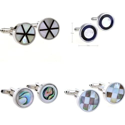 5pairs/lot Handmade Seashell Cufflinks Mother Pearl Sea Shell Cuff Links Business Style Mens Jewelry Wholesale