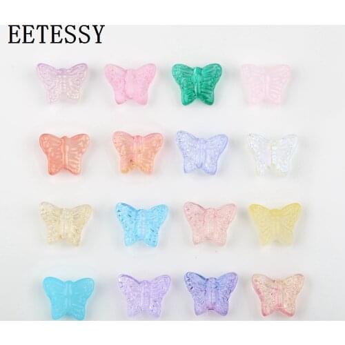 50pcs Butterfly Shaped Lampwork Beads Colored Straight Hole Transparent Glass Beads For Jewelry Making Ring Handmade Accessories