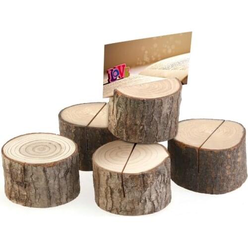 500pcs Tree stump craft place card holder Rustic style seat folder photo clip Wedding natural wooden decorate SN400