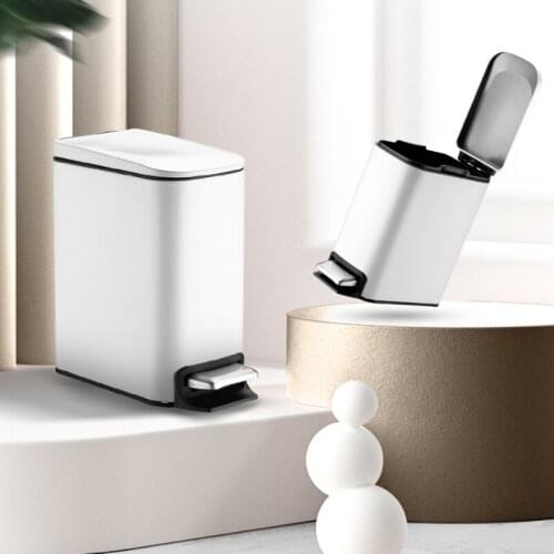 Stainless Steel Waste Bin Cover Large Living Room Nordic Waterproof Food Waste Bin Press Kosz Na Smieci Home Products DG50WS