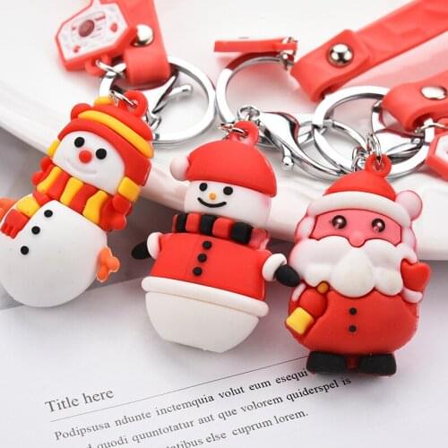 New Merry Christmas Navidad Decoration Santa Claus Elk Snowman Keychain New Year Decoration Children Gift Xmas Hanging Pendant