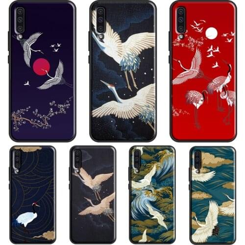 Red-crowned crane Birds japanese style For Samsung A12 A32 A42 A52 A72 A71 A51 A41 A31 A11 A70 A50 A40 A10 A02 A21S Phone Cover