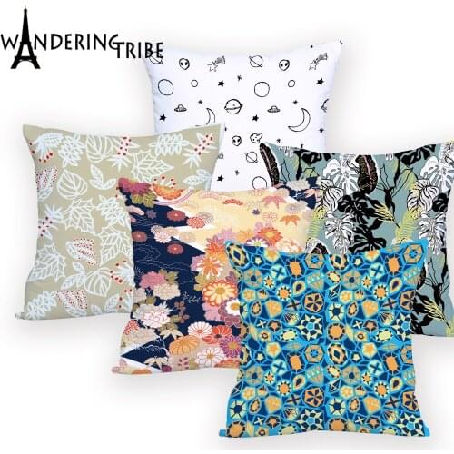 Botanical Throw Pillows Colorful Decoration Cheap Cover Cushion Pillow Case Flower Decoration Bed Personalized Photo Pillows