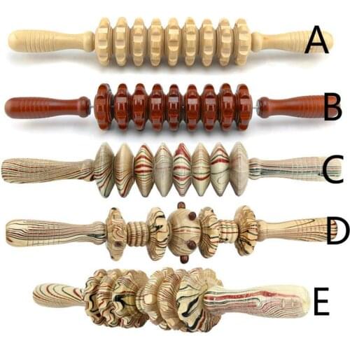 Wooden yoga massage roller bar waist cervical spine back shoulder legs wooden meridian fitness massager handheld home