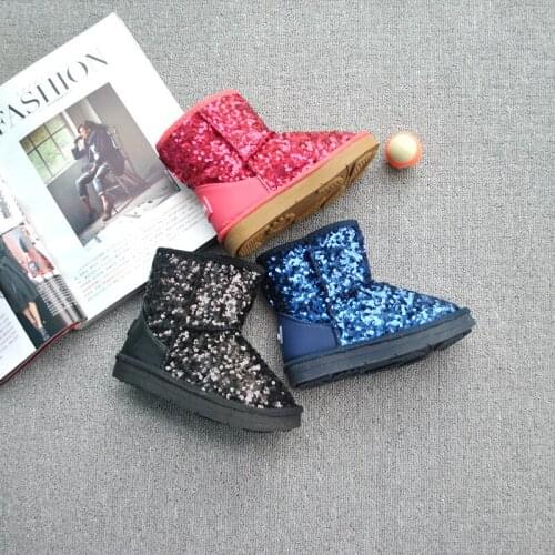 Children shoes Snow boots Short tube sequined childrens snow boots casual black warm childrens non-slip wear-resistant boots