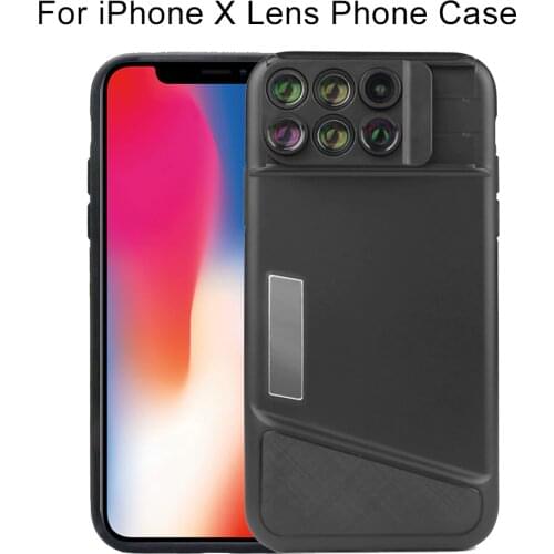 Dual Camera Lens For iPhone X XS Max Case Fisheye Wide Angle Macro Lens For iPhone XS Max Case Cover Telescope Lens 6 in 1