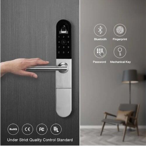 European Bluetooth WiFi Biometric Fingerprint Door Lock For Aluminum sliding or swing door with 3585 mortise for outdoor
