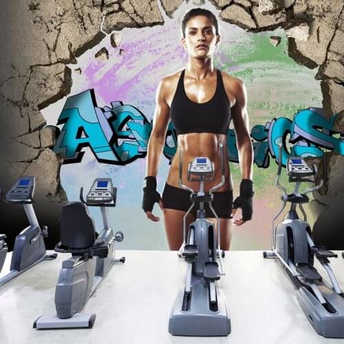 Creative personality backdrop gym Yogo Museum of American high-grade non-woven wallpaper wallpaper mural