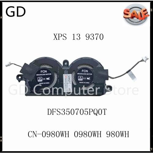 GD Original For Dell XPS 13 9370 Laptop CPU Cooling Fan DFS350705PQ0T FM18 DC 5V 0.5A 4PIN CN-0980WH 980WH 100% Tested