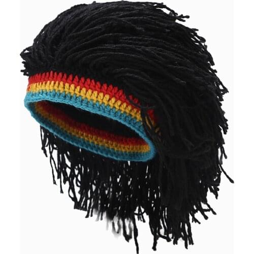 Hot Sale Whimsy Hip-Hop Cap Wigs Woolen Hats Men And Women Of Europe And The United States Warm Knit Hats Personality Wacky Hat