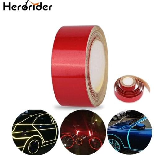 Herorider 5m*2cm Red Car Reflective Tape Stickers Film Truck Motorcycle Tape Adhesive Safety Warning Tape Sticker Styling Auto