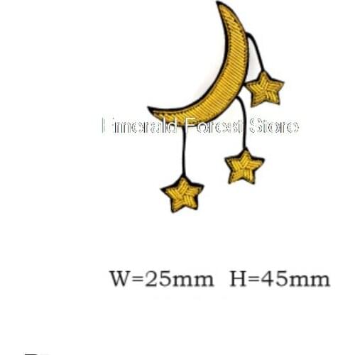 Indian silk hand-embroidered golden moon badges,Female accessories brooch pin decoration,backpack icons