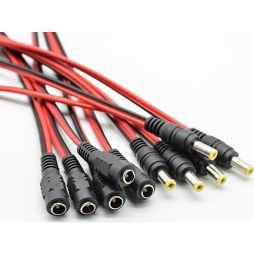 5pcs DC power male female cable 12V Plug DC Adapter cable Plug Connector for CCTV Camera DC plug 5.5*2.1mm 5.5x2.1