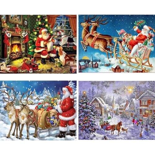 Cute Deer Diamond Painting 5D DIY Full Diamond Father Christmas Embroidery Mosaic Cross Stitch Home Decorative Painting Gift