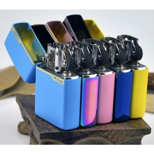 KUBOY Kerosene Lighter Brass Color Shell Stainless Steel Movement Metal Windproof Personality Simple