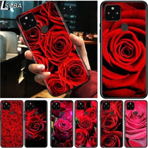 Red Rose Flower Shockproof Cover for Google Pixel 5 4 5A 4A XL 5G Black Phone Case Shell Soft Fundas Coque Capa