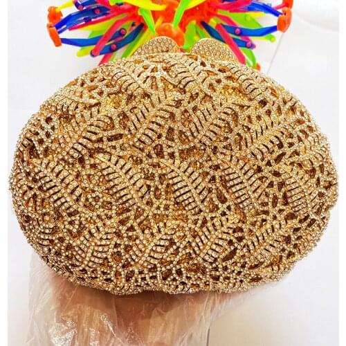 Best Designer White Crystal Gold Metal Women Clutch Bags Evening Wedding Purse Fashion Ladies Shoulder Handbags Party Clutches