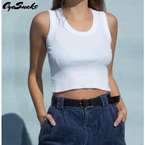 Oyasnake Cotton Solid Fashion Casual U-Neck Sleeveless Camis Short Tops Womens 2021 Summer Streetwear Slim New Hot Basic Tanks