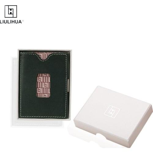 LIULIHUA Genuine Leather Fashion Credit Card Holder Wallet with Stainless Steel Buckle LLH Vogue RFID Blocking Slim Men Purse