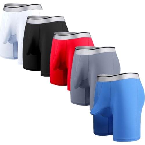 Men Boxer Shorts Elephant Bugle Pouch Underwear Ultra-thin Ice Silk Panties Calzoncillo Hombre Boxershorts Slip Trunks Plus Size