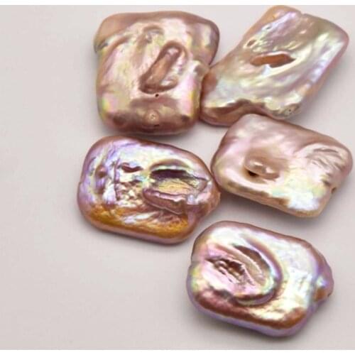 2 Pcs/Lot 21mm*15mm Natural Pink Purple Square Baroque Pearl For Making Diy Jewelry Necklace Bracelet Accessories JA0239