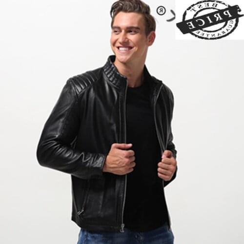 Natural Streetwear 100% Genuine Leather Jacket Men Autumn Spring Clothing 2021 Moto Biker Real Sheepskin Coat Jackets LW