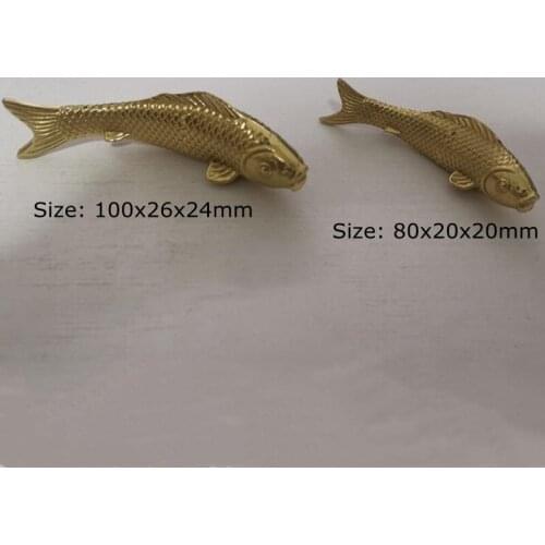 New Pure Copper Fish Shaped Drawer Cabinet Door Handle Single Hole Furniture Knob Diy Animals Handles