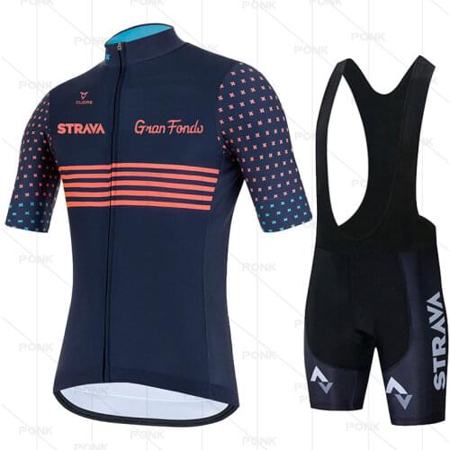 2021 New STRAVA Pro Cycling Jersey sets Mens Bicycle Short Sleeve Cycling Clothing Bike Maillot Cycling Jersey Bib Shorts