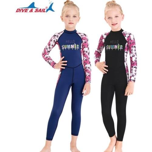 New swimsuit girls children summer outdoor sun conjoined diving suit quick-drying jellyfish long-sleeved floating dive clothing