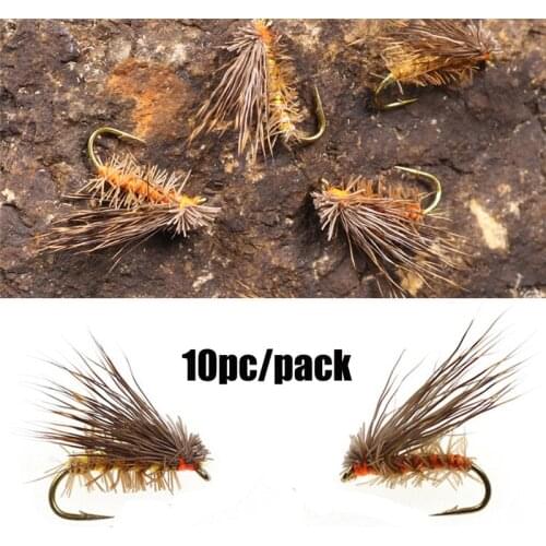 10PCS Deer Hair Dry Trout Fly Fly Fishing Lures Sea Bass Trout Fishing Fly Floating Bait