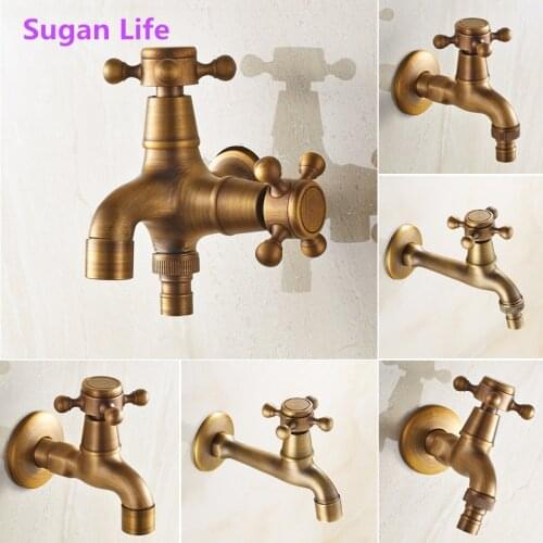 Sugan Life Total brass antique brass double using washing machine faucet bathroom corner faucet tap garden outdoor faucet mixer