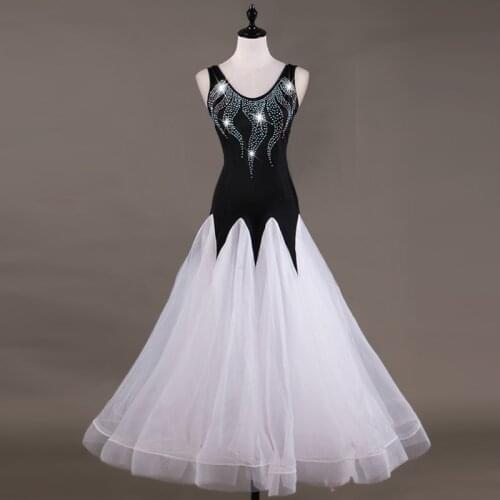 Modern Ballroom Dance Costumes Women Full Diamond Elegant Dress National Standard Competition Performance Stage Dress DQL2987