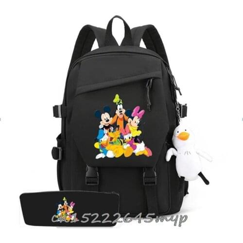 Disney Mickey Mouse Laptop Bags Teens School book bag Multifunction Travel Bags for Minnie Backpack Mochilas+ Pencil Case