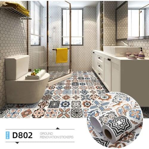Thickened PVC Waterproof Bathroom Floor Stickers Peel Stick Self Adhesive Floor Tiles Kitchen Living Room Decor Non Slip Floor
