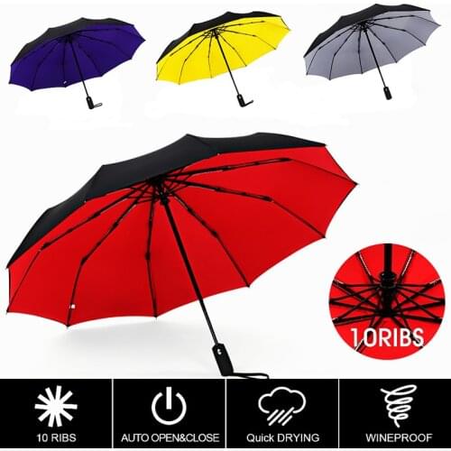 Windproof Double Automatic Folding Umbrella Female Male Ten Bone Car Luxury Large Business Umbrellas Men Rain Women Gift Parasol
