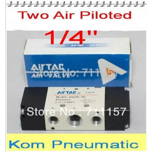5x Free Shipping 1/4 inch Air Valve 4A220-08 5 Way 2 Pos Pneumatic Air Control Solenoid Valves Inlet Outlet 1/4" BSP