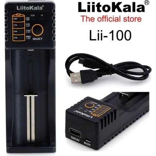 Liitokala Lii- 100 500LCD Battery Charger, Charging 18650 3.7V 18350 18500 16340 10440 14500 26650 1.2V AA AAA NiMH Battery