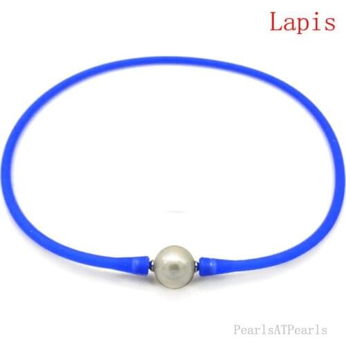 Wholesale 16 inches Lapis Rubber Silicone Natural 10-11mm Handmade Pearl Necklace
