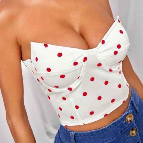 Shimai 2021 Vintage Polka Dot Tube Top Corset Strapless Off Shoulder Women Summer Sexy Backless Clothes Holiday Club Party