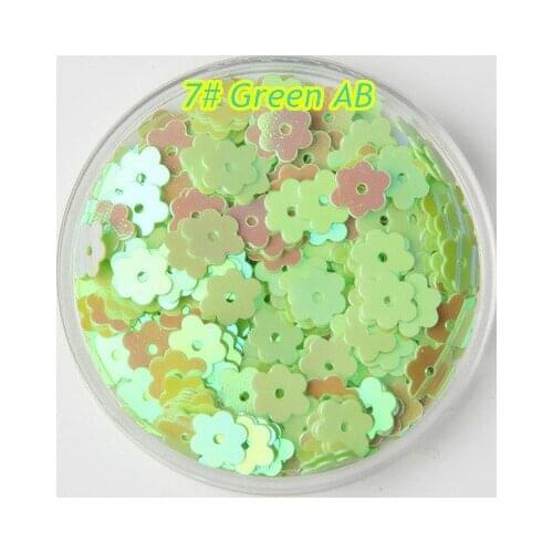 3000pcs/lot PVC Sequins 6mm Flower With 1 Center Hole Plum Blossom Flat Loose DIY Sewing Materials 7# Green AB Confetti