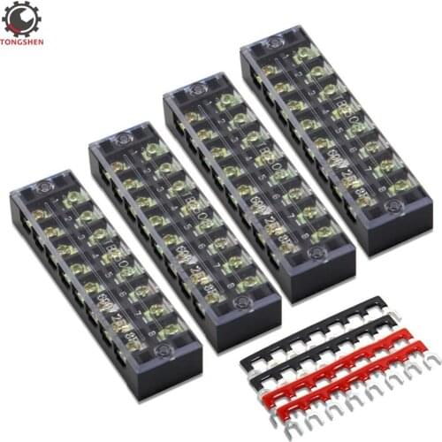 8Pcs 600V 25A 8 Positions Dual Row Barrier Screw Terminal Strip Blocks Wire Connector 400V Pre-Insulated Terminal Barrier Strip