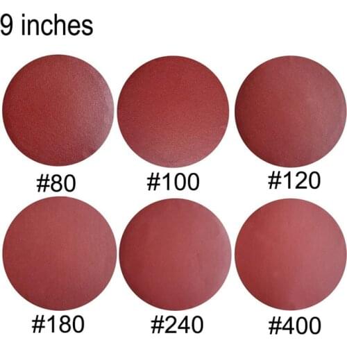 30pcs/Set 9'' 80 120 180 240 400 Grit No Hole Sanding Disc Self Stick PSA Aluminum Oxide Sanding Disc for Grinding Abrasive Tool