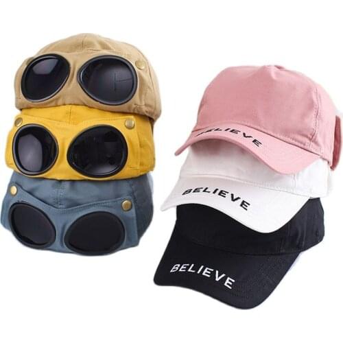 Doitbest 2 to 5 Years old 2021 spring Children Baseball Cap Hip Hop Pilot sunglasses kids Sun Hat Boys Girls Caps snapback hats