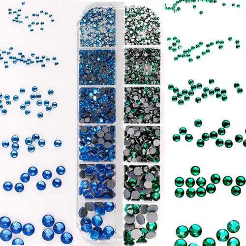 Glitter Crystal Rhinestones/2000Pcs Hotfix Rhinestones Set Mixed Sizes Colors Rhinestones Diamond for Wedding Dress Decorations